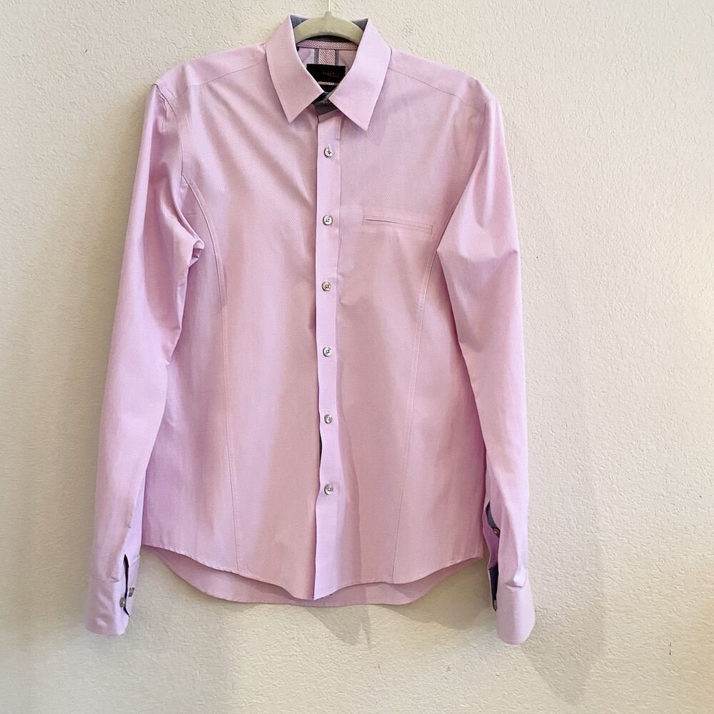 Eight X‎ Mens Shirt Medium Slim Fit  Purple Flip Cuff  Business Casual Buckle